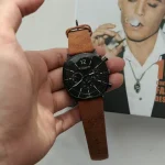 ساعت مچی مردانه فول تایم جولیوس مدل JAH098D صفحه مشکی بند چرم قهوه ای - تصویر 3